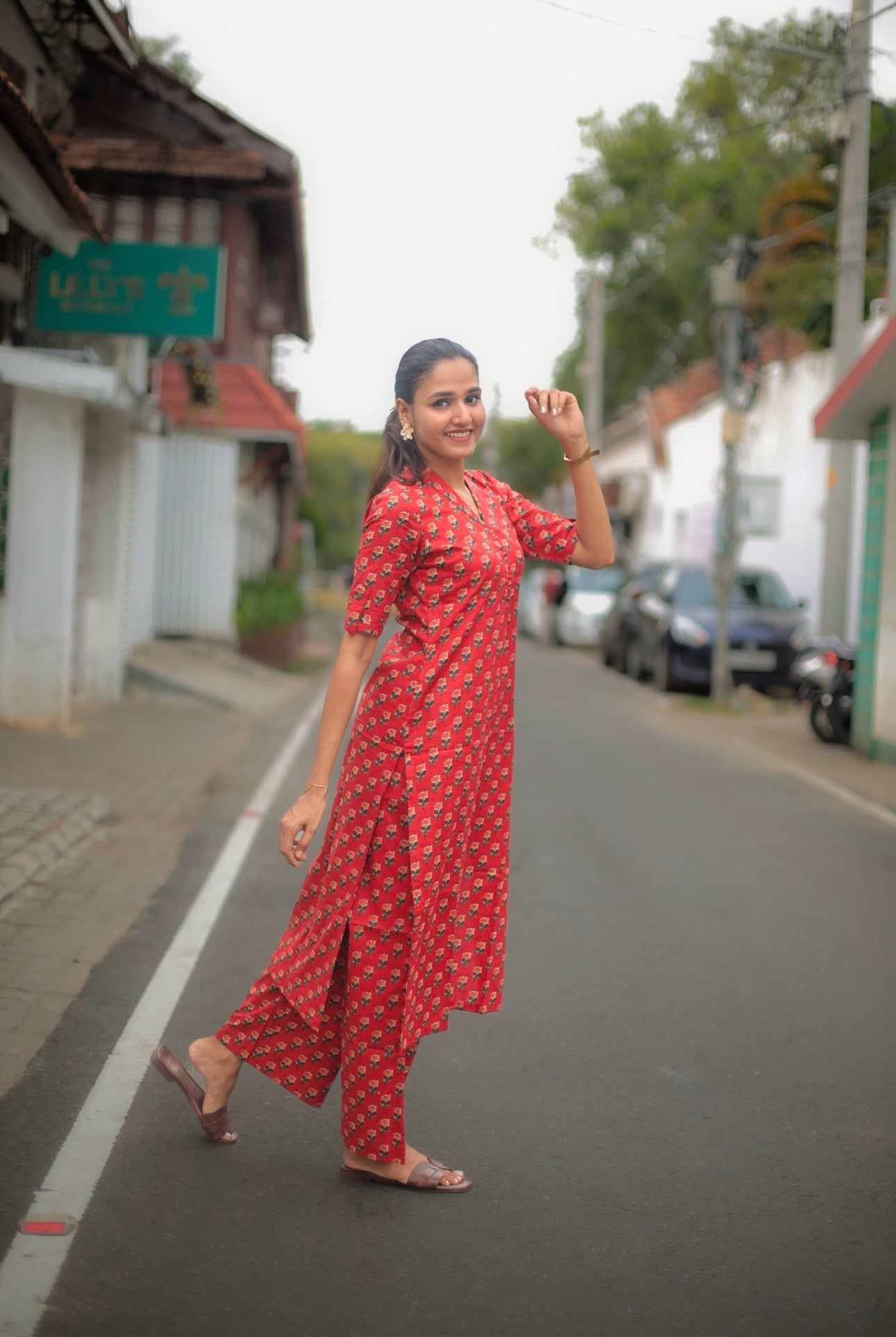 Red Chilly Cotton Kurta and Pant Set