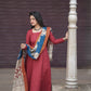 Festive Launch - Cotton Aline Panel kurta with Handmade Kalamkari Dupatta