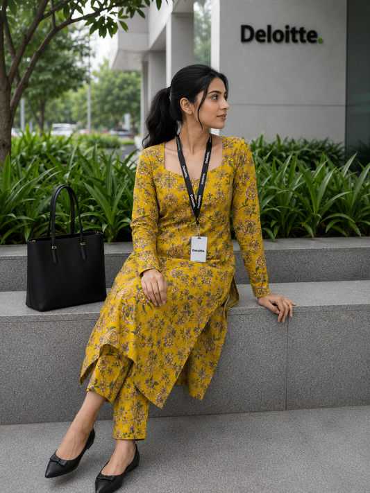 “Mustard Flower” - Cotton Kurta Set