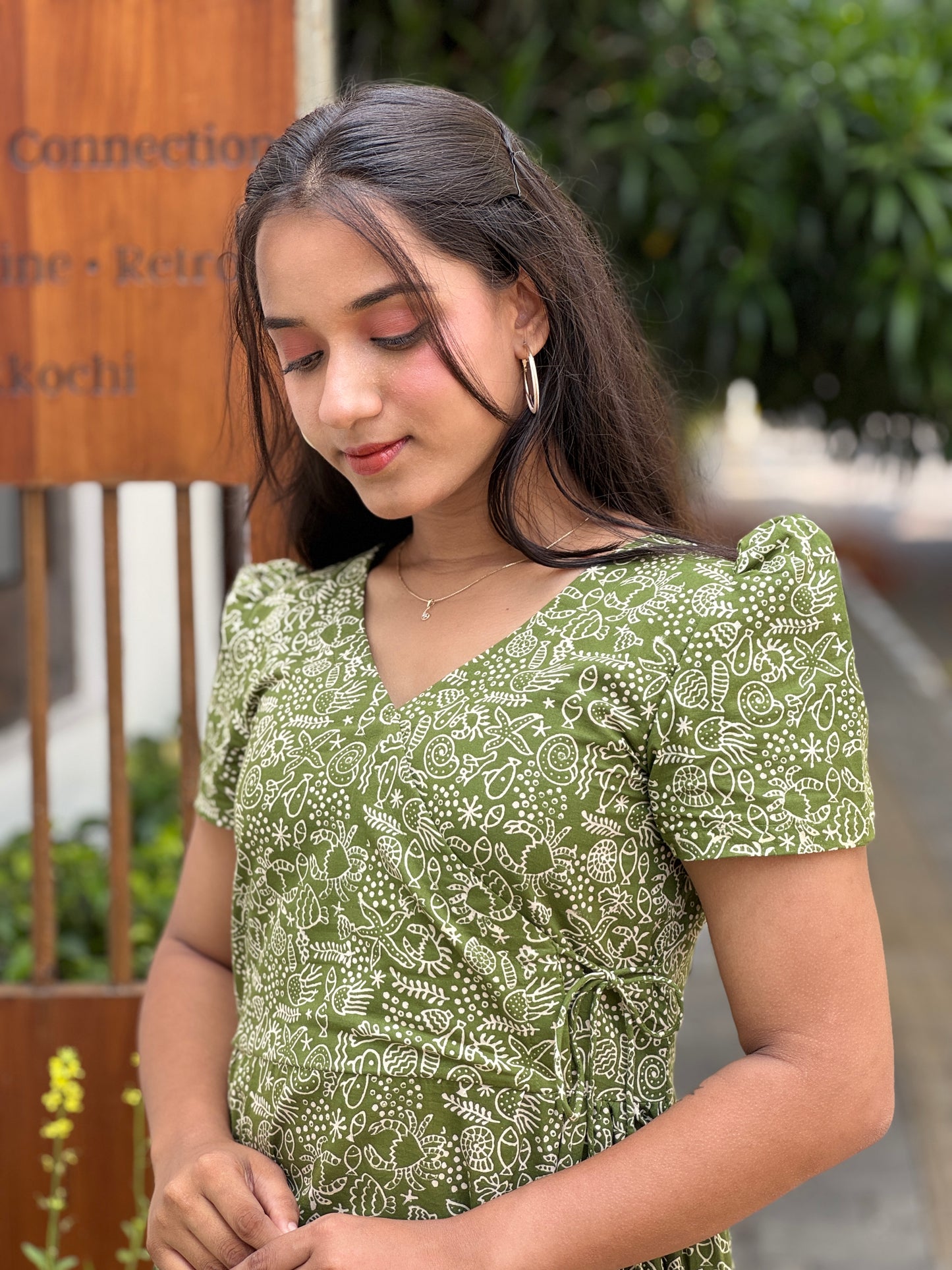 Oliver Green Block Printed Dress