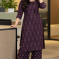 Workwear Collection - Purple Ikkat Printed Cotton Kurta Set