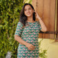 Green Traditional Elephant Print Kurta and Pant Set