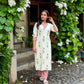 Cream Floral Kurta With Striped Pants