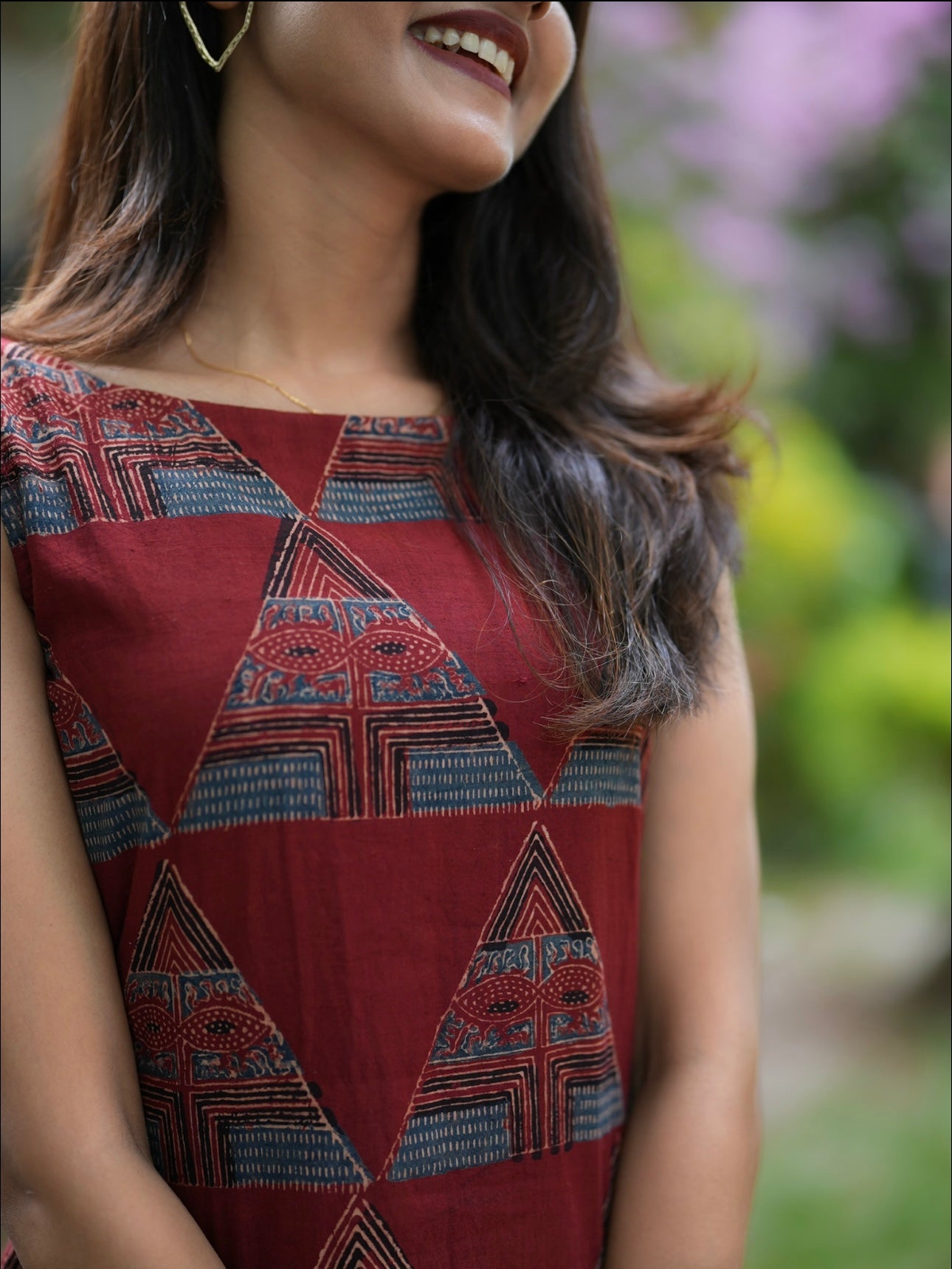 Red Ajrakh Set with Geometrical Print