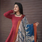 Festive Launch - Cotton Aline Panel kurta with Handmade Kalamkari Dupatta