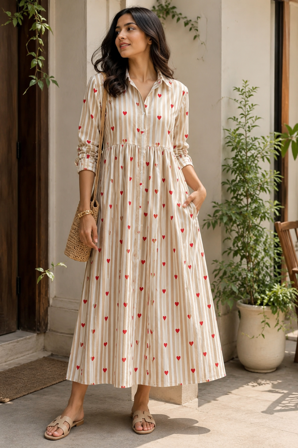 Hearty Flared Cotton Dress