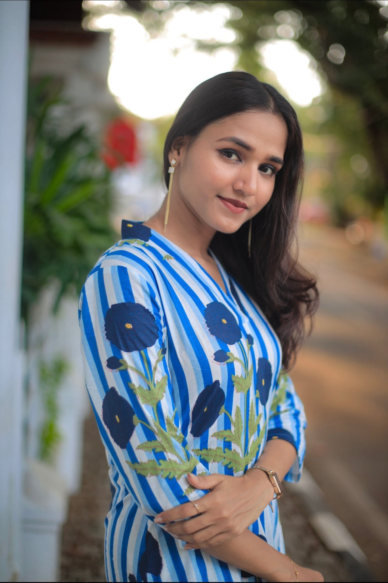 Blue Striped Kurta Set
