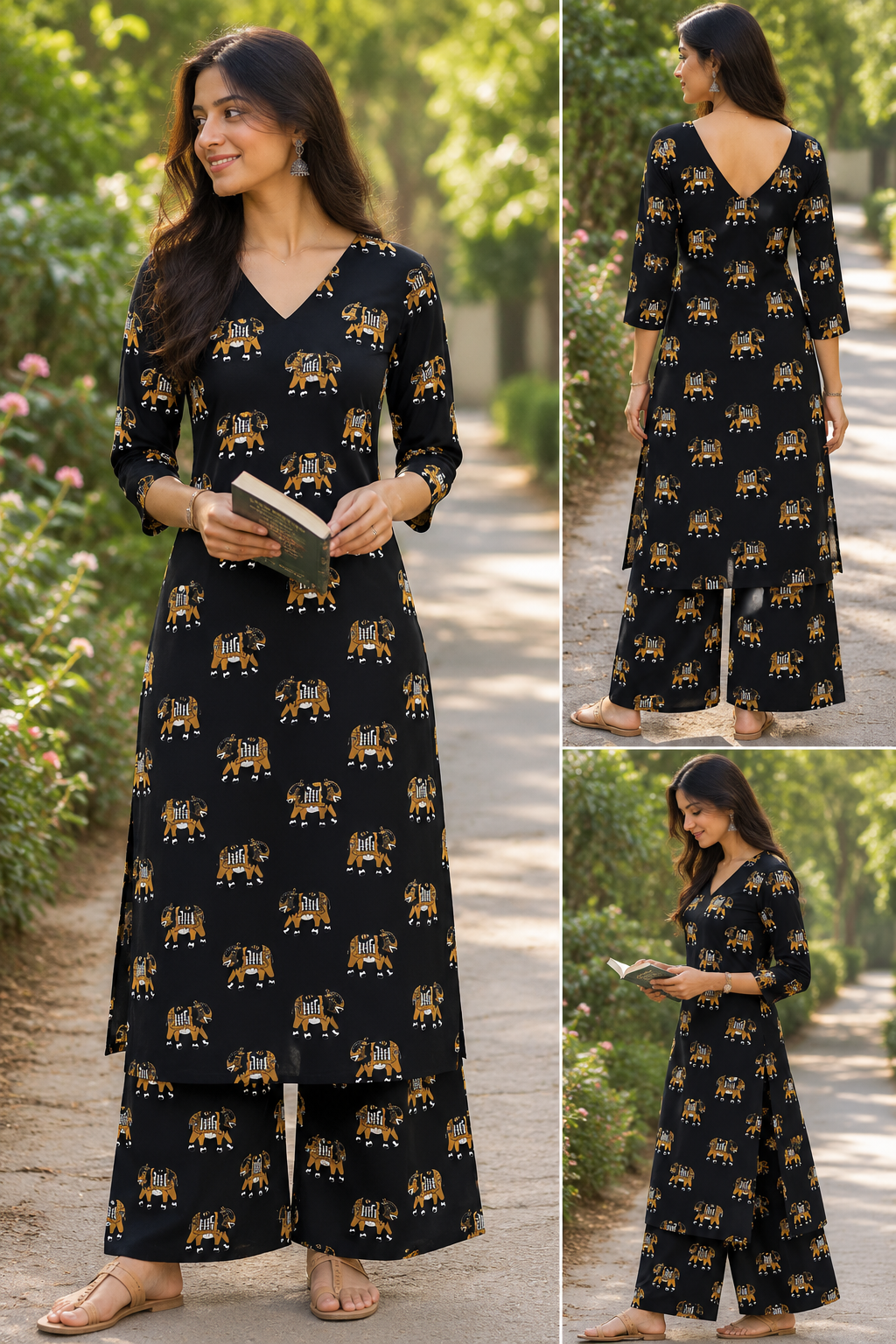 Gaja - Cotton Elephant Printed Kurta Set