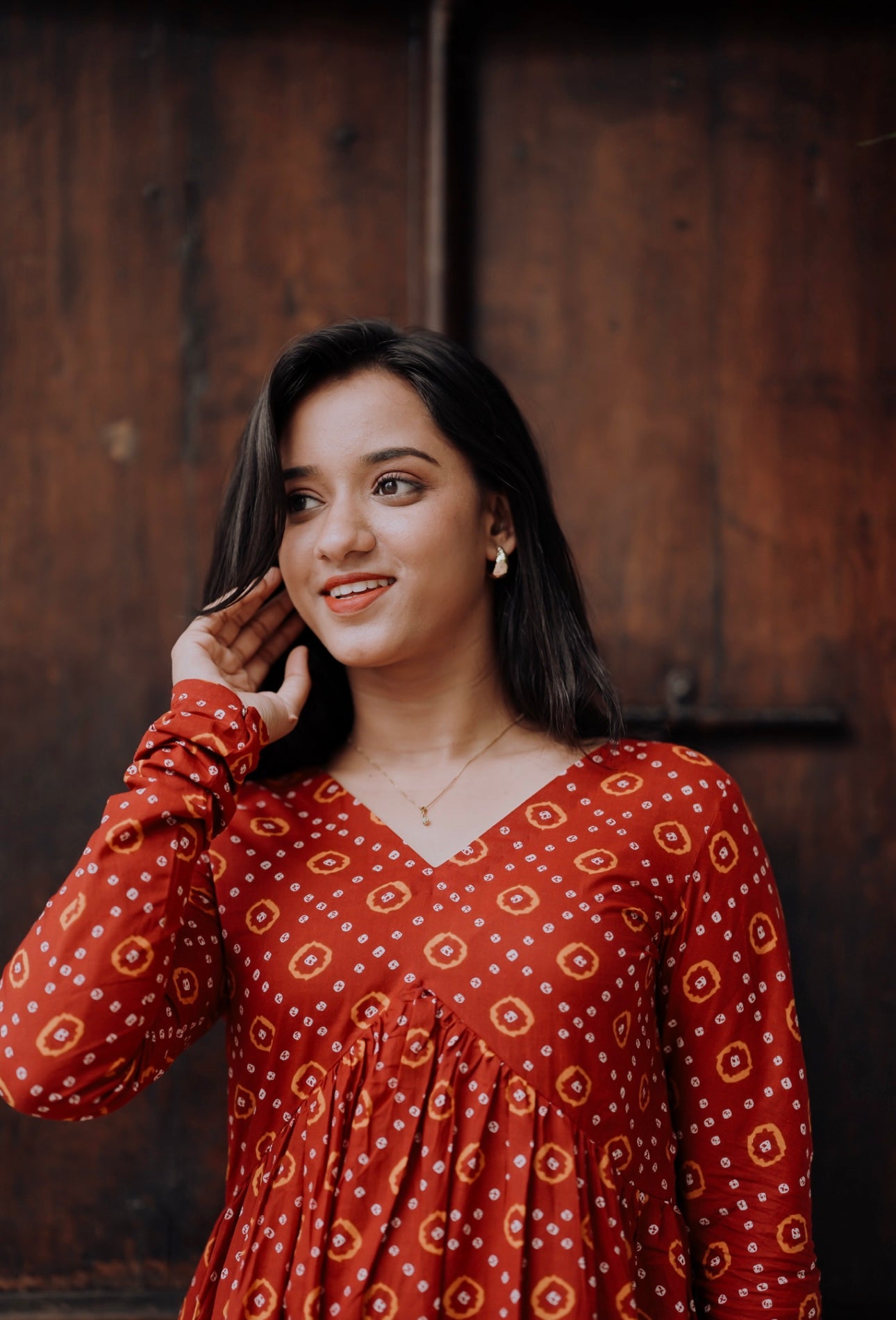 Red Bandani Alia Cut Kurta/Dress
