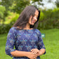 Blue Dragon Fly Printed Asymmetrical Kurta and Pant Set