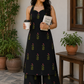 Black Blossom - Cotton Halter Neck Kurta and Pant Set