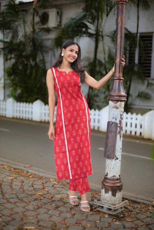 Red Bandani Print Kurta and Pant set