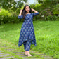 Blue Dragon Fly Printed Asymmetrical Kurta and Pant Set