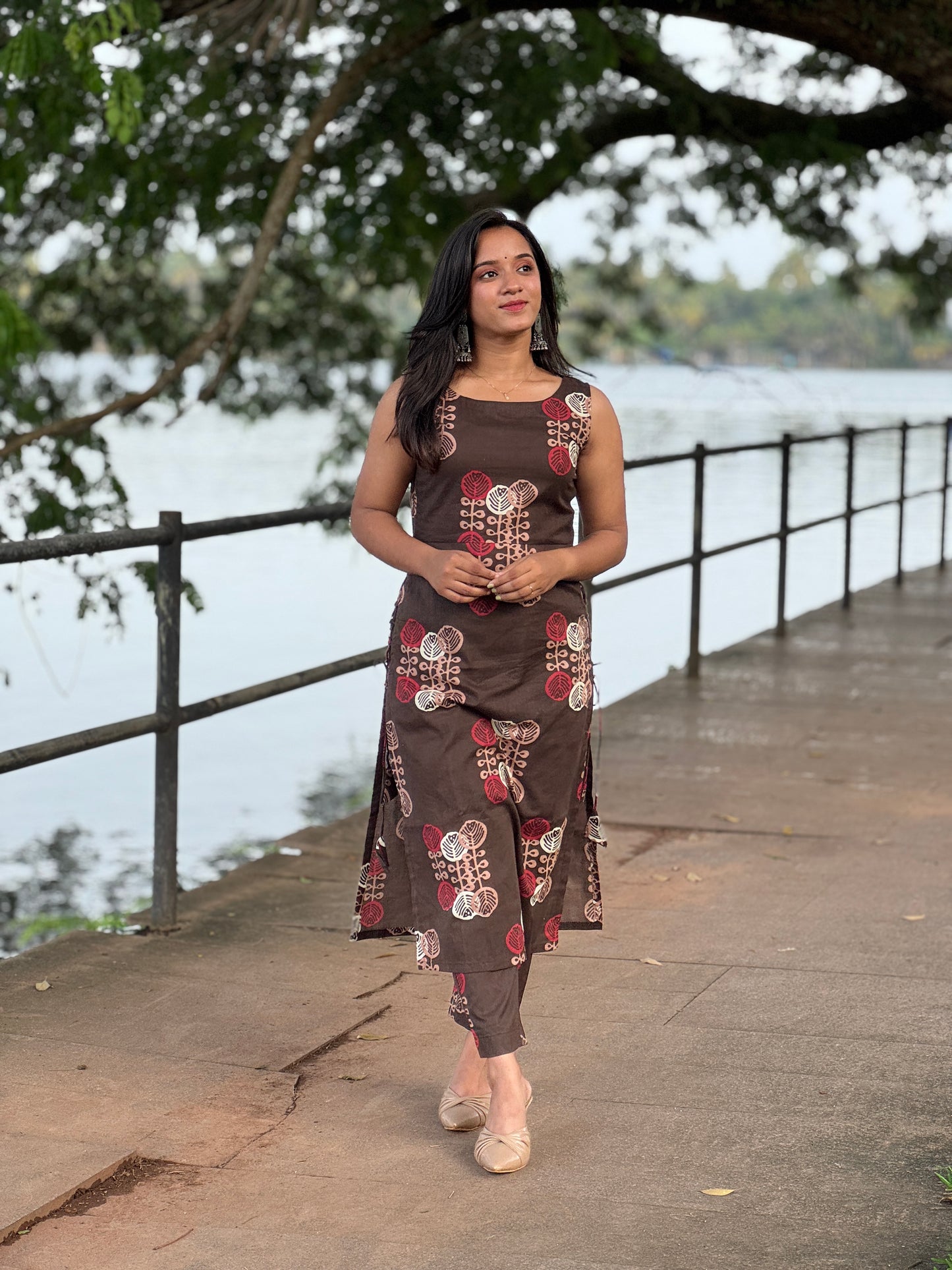 Coffee Brown Side Tassels Kurta and Pant Set