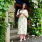 Cream Floral Kurta With Striped Pants