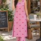 Cotton Pink and White Striped Printed Kurta Set