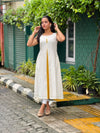 Golden Polka With Contrast Panel Aline Dress / Kurta