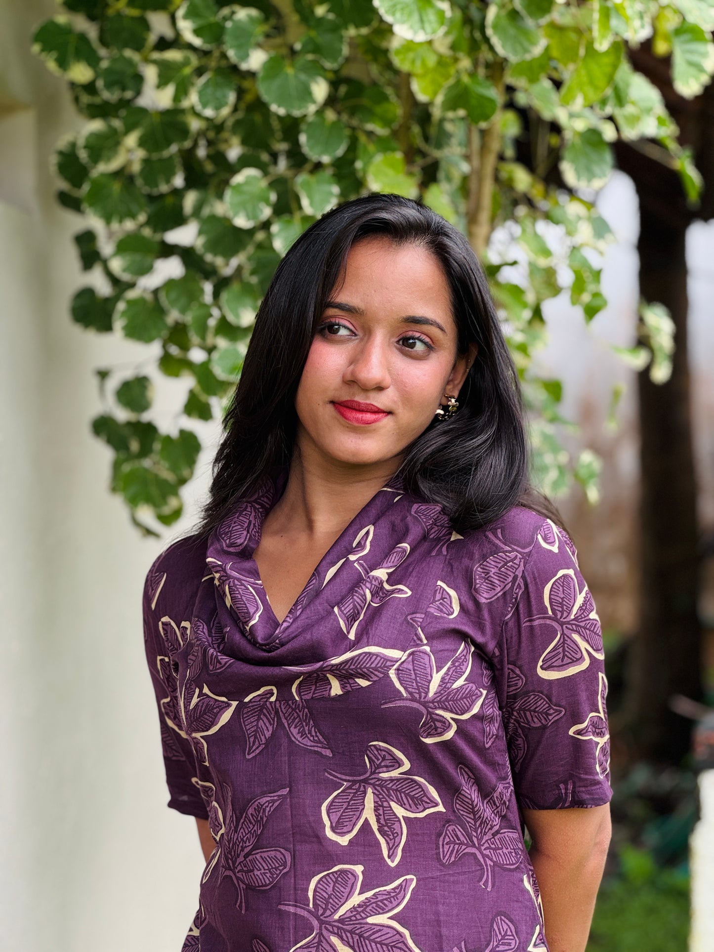 Purple Cotton Floral Printed Kurta and Pant Set
