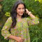 Light Green with Lavender Floral Alia Cut Cotton Dress/Kurta