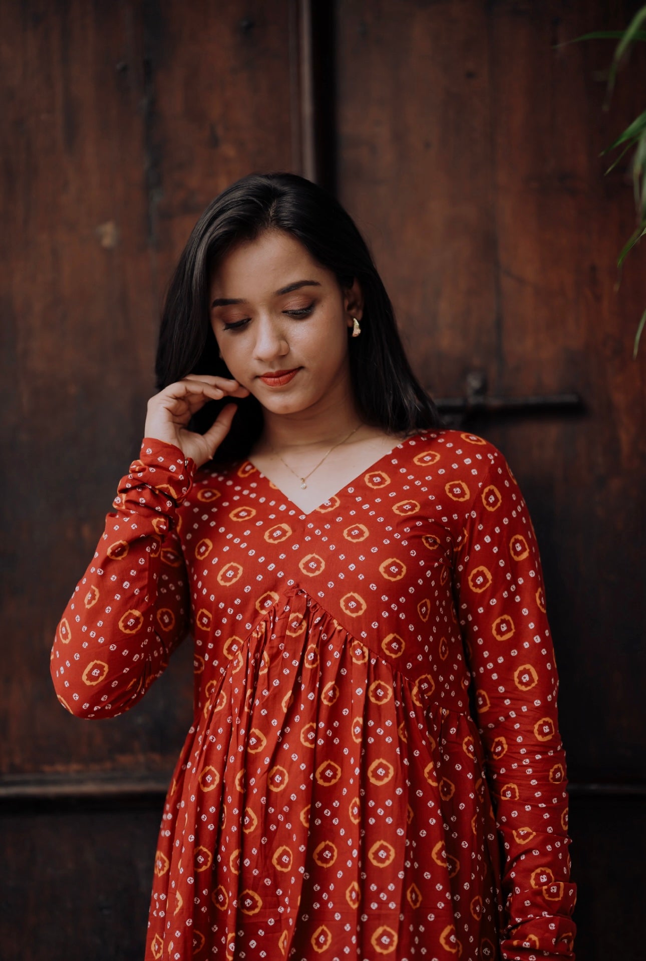 Red Bandani Alia Cut Kurta/Dress