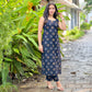 Black Floral Block Printed Kurta Pant Set