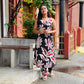 Black Floral Halter Neck Aline Kurta and Pant Set