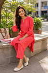 “PINK CITRUS” - Cotton Striped Kurta Set