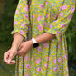 Light Green with Lavender Floral Alia Cut Cotton Dress/Kurta