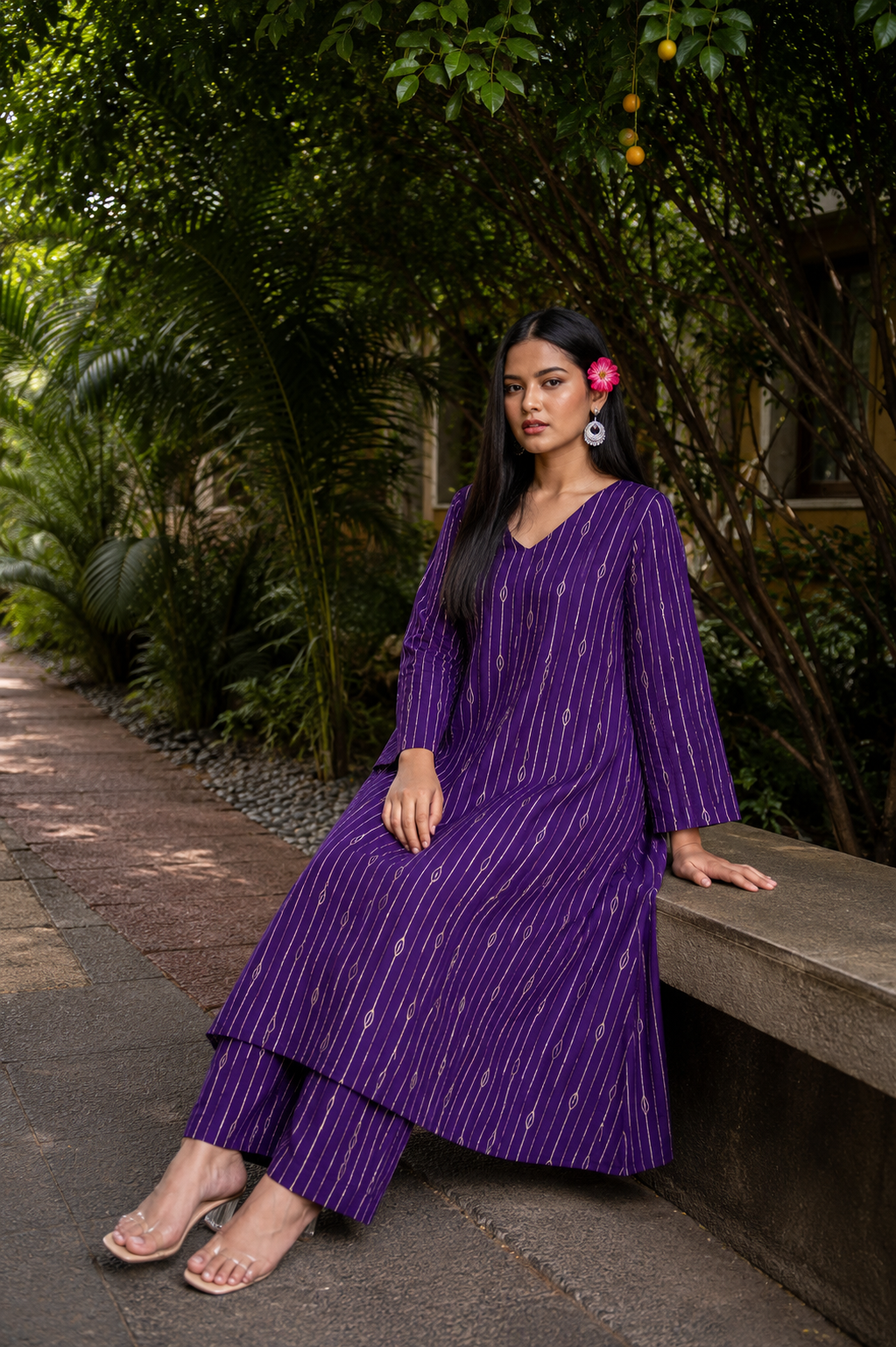 Purple Hues - Cotton Printed Kurta Set