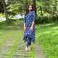 Blue Dragon Fly Printed Asymmetrical Kurta and Pant Set