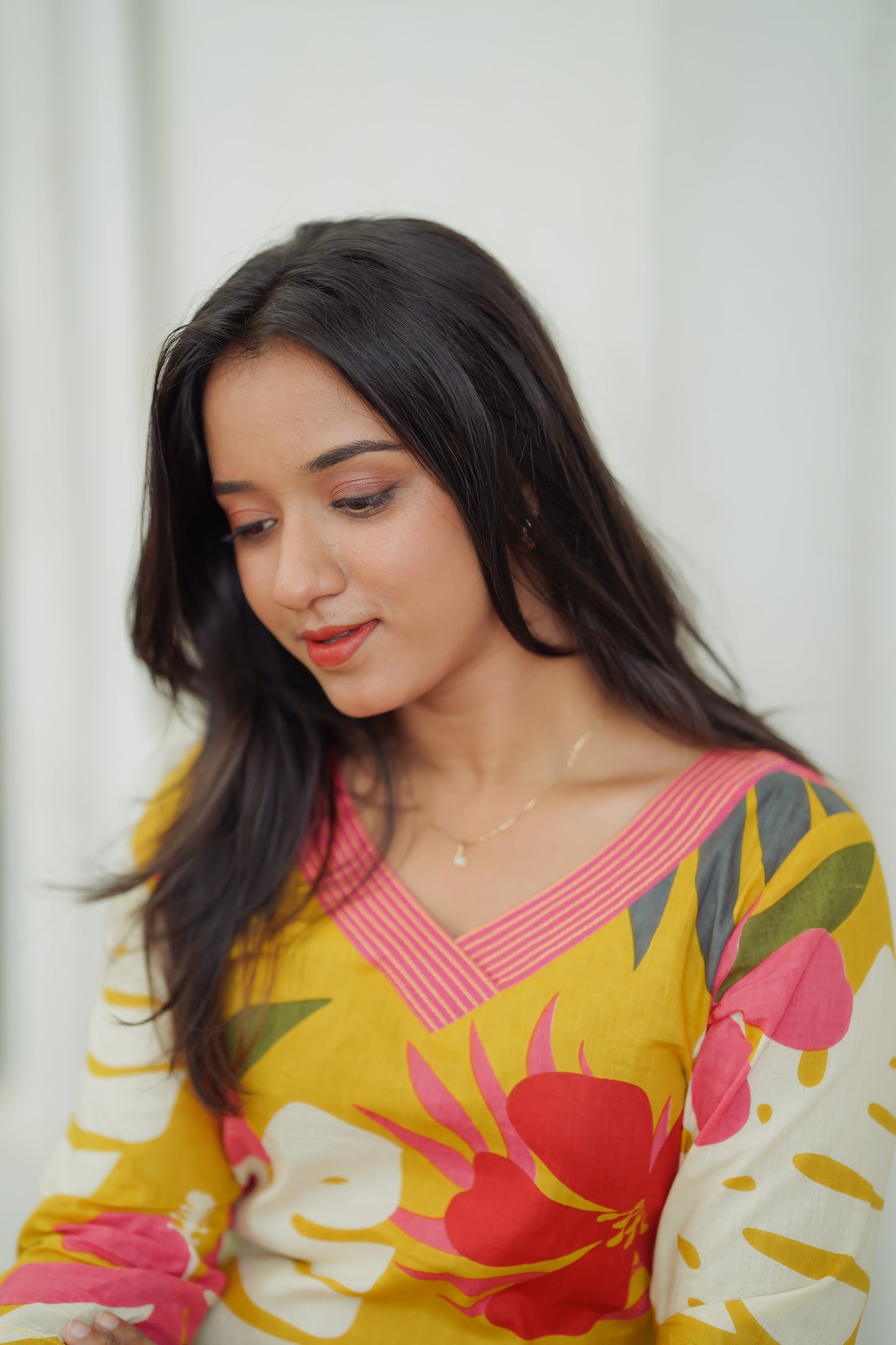 Mustard Yellow Floral Kurta and Pant Set