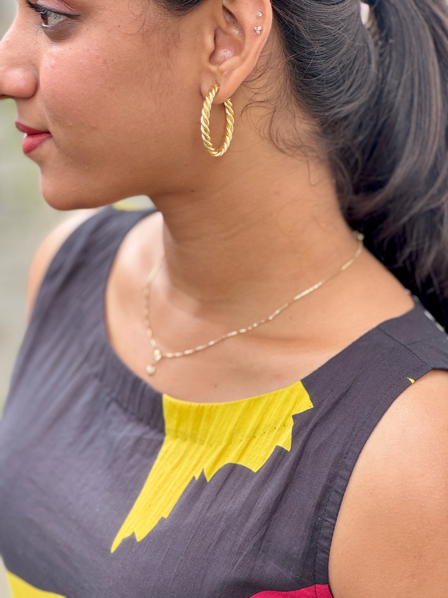 Golden Spiral Brass Hoops