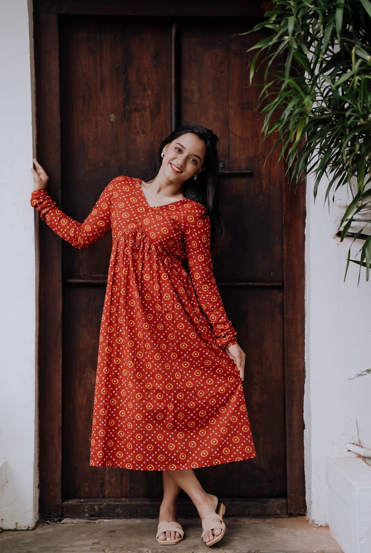 Red Bandani Alia Cut Kurta/Dress
