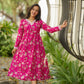 Pink Floral Alia Cut Cotton Dress