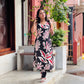 Black Floral Halter Neck Aline Kurta and Pant Set