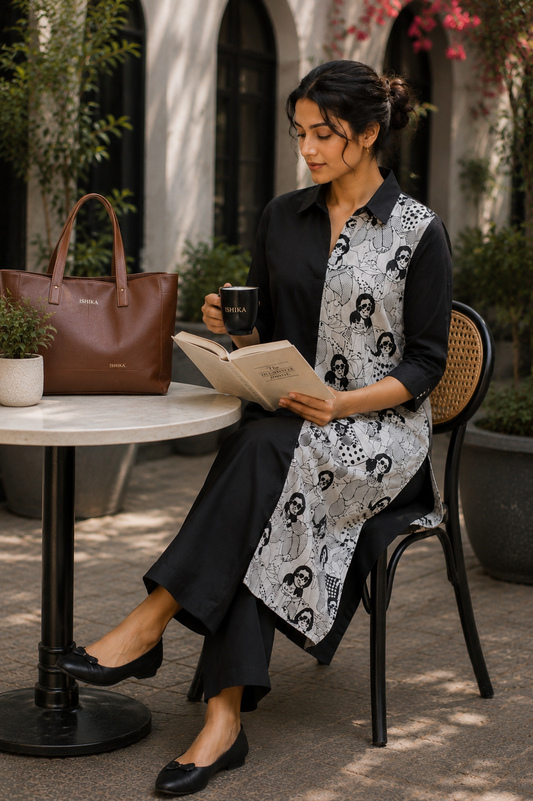 Charcoal Muse - Cotton Kurta Set
