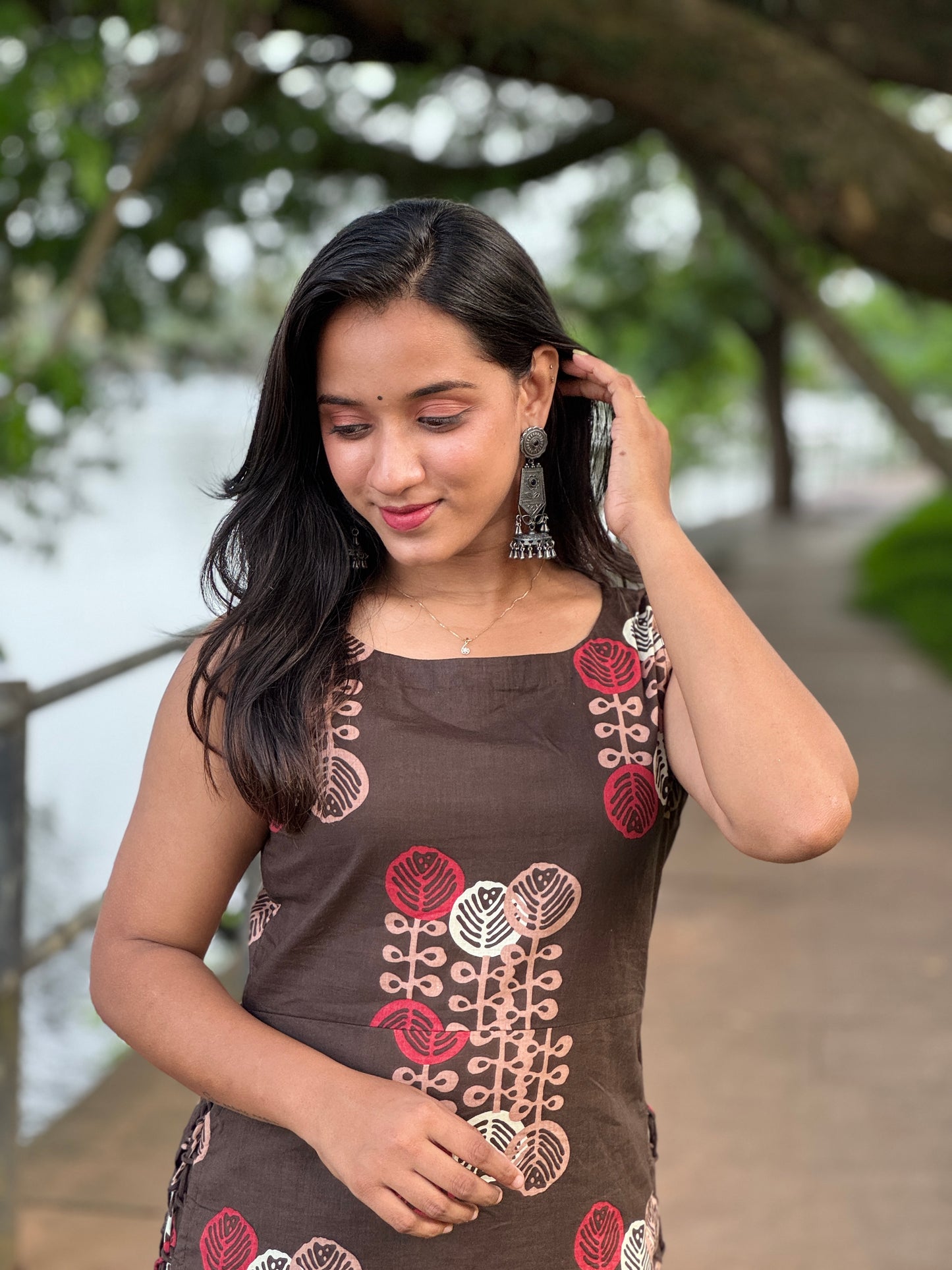 Coffee Brown Side Tassels Kurta and Pant Set