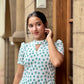White Quirky Printed Cotton Dress