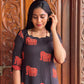 Black with Red Polka Elephant Printed Kurta Pant Set