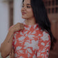 Peach Floral Printed Kurta and Pant Set