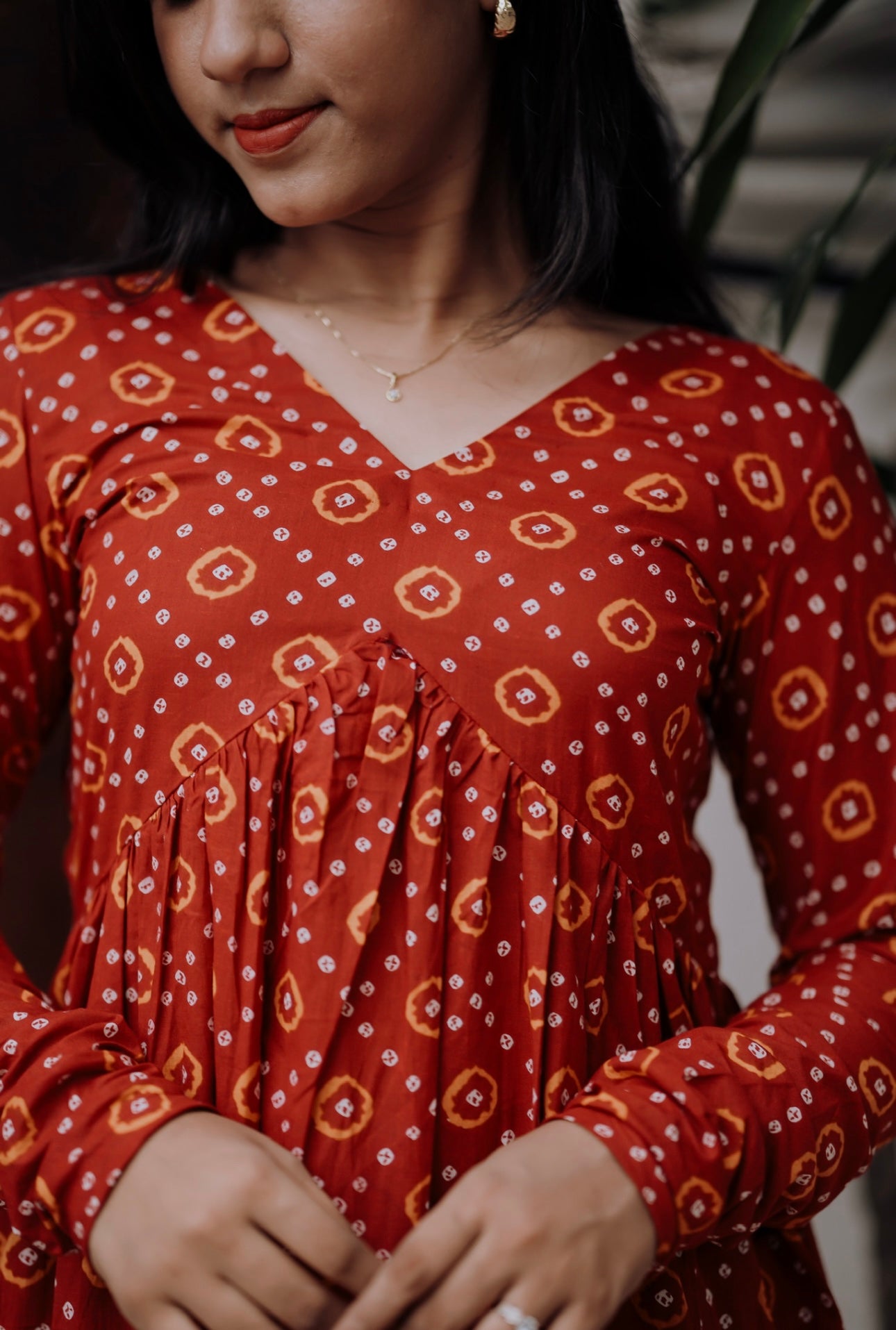 Red Bandani Alia Cut Kurta/Dress