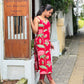Crimson Lotus Printed Strap Kurta and Pant set
