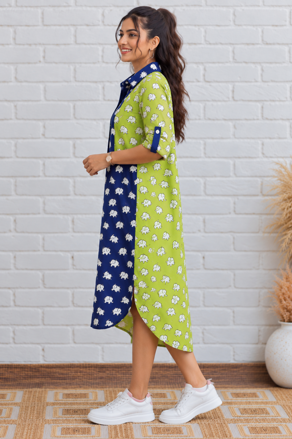 Hathiya - Block printed Cotton Shirt Dress