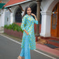 Blue Checkered Kurta and Palazzo Set with lemon print