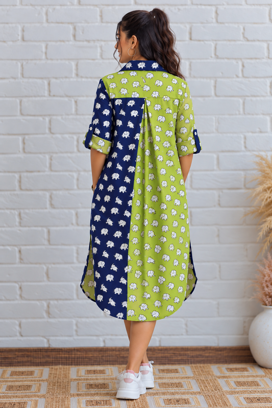 Hathiya - Block printed Cotton Shirt Dress