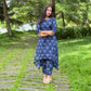 Blue Dragon Fly Printed Asymmetrical Kurta and Pant Set