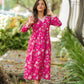 Pink Floral Alia Cut Cotton Dress