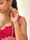 Floral Enamel Painted Brass Earrings