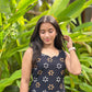 Black Floral Block Printed Kurta Pant Set