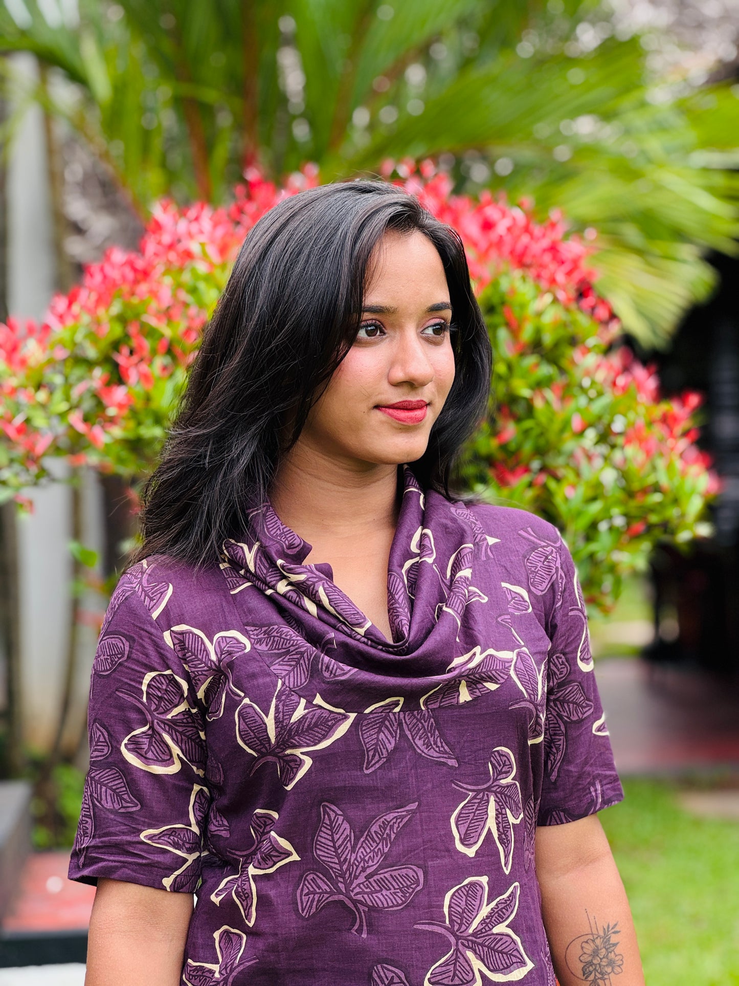 Purple Cotton Floral Printed Kurta and Pant Set
